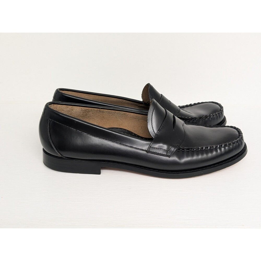 GH Bass Weejuns Logan Shoes Men's 13 D Black Leather Penny Loafers Moc Toe Dress - Picture 2 of 9